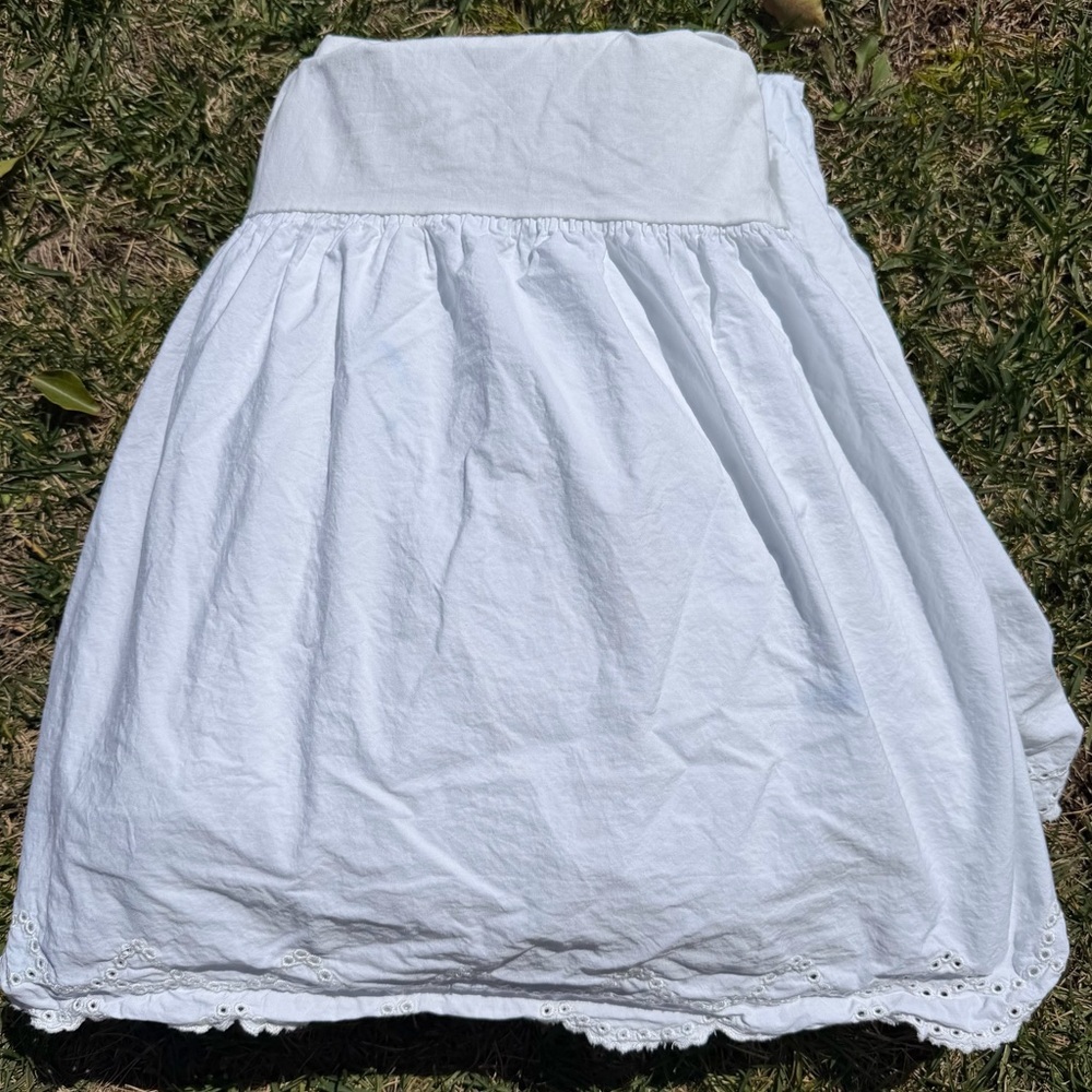 Simply Shabby Chic Eyelet Lace Bed Skirt Dust Ruffle White King 15" Drop FLAW